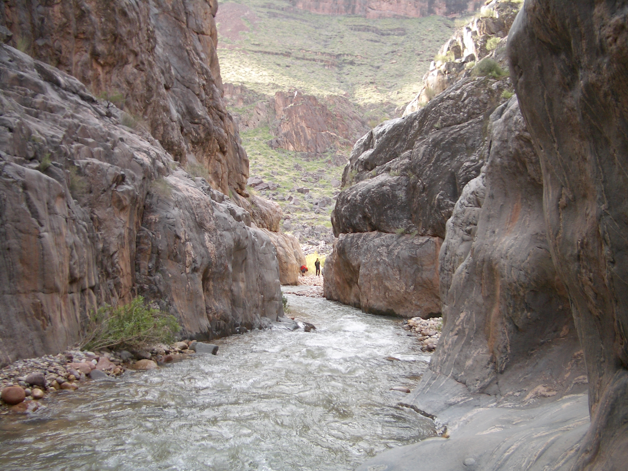 Figure 2. A view of the bedrock walls of Shinumo Creek, looking downstream towards the confluence with the Colorado River (photo C. Hammersmark).