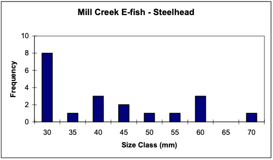 Figure 20c. Juvenile rainbow trout sizes in Mill Creek