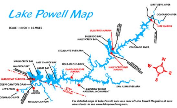 Figure 1. Lake Powell and the Glen Canyon Dam.