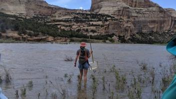 Collecting macroinvertebrate data (Photo_ Caroline Newell)