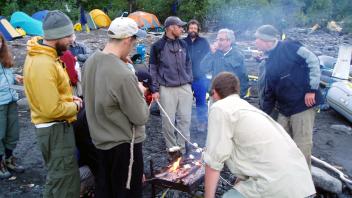 group of people around fire