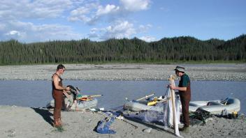 Getting the fishing gear in order.
