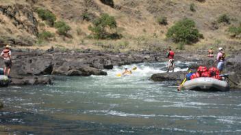 rafting in fast moving water