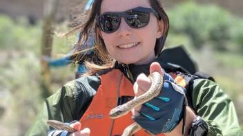 Immediately upon making landfall at camp, the class found a snake! 