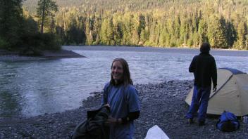 Kate unpacking her drybag