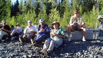 group of people eating lunch