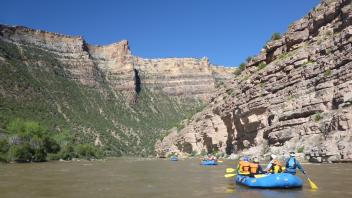 rafting on the river in the morning