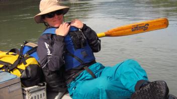 Sarah enjoying a beautiful day on the Skeena River