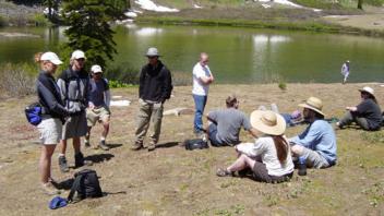 group of people getting ready to hike