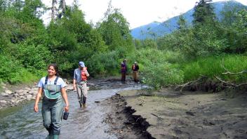 Shruti and Alex F. getting ready to survey Beaver Creek