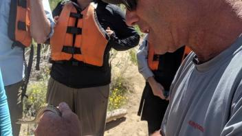 Taking a look at the snake (Photo_ Caroline Newell)