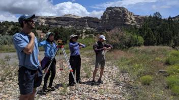 The class does its first round of surveying for the trip 