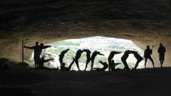 We spelled out ecogeo in the signature cave (Photo_ Sarah Yarnell)