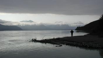 silhouette on river
