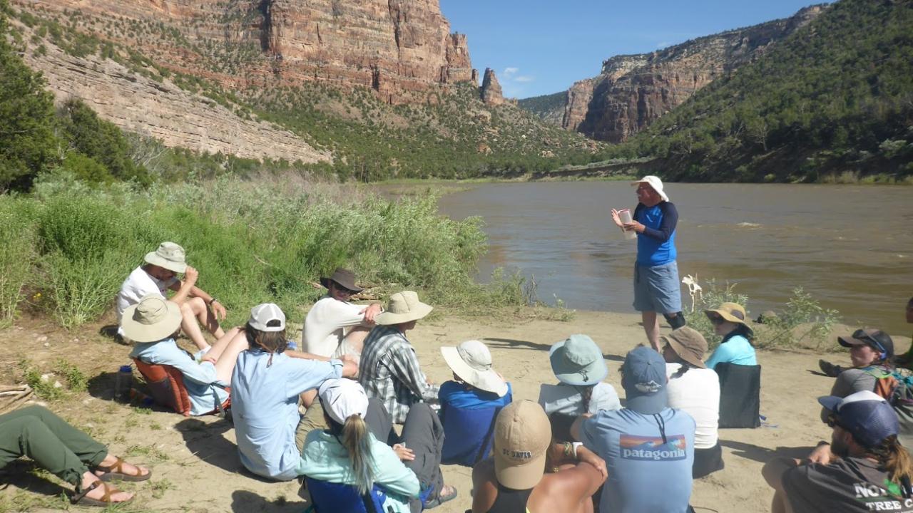 Truman Young explains to the class