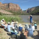 Truman Young explains to the class