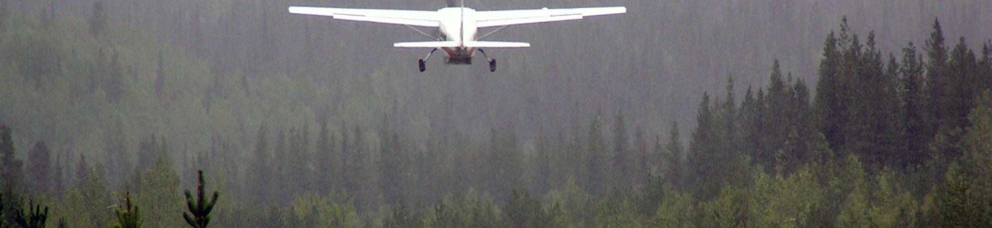 The Cessna airplane taking off back to Smithers